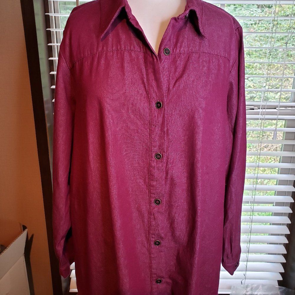 Vintage Pretty Joan Rivers Raspberry Pink Denim Jean Jacket womens 1X Shirt
